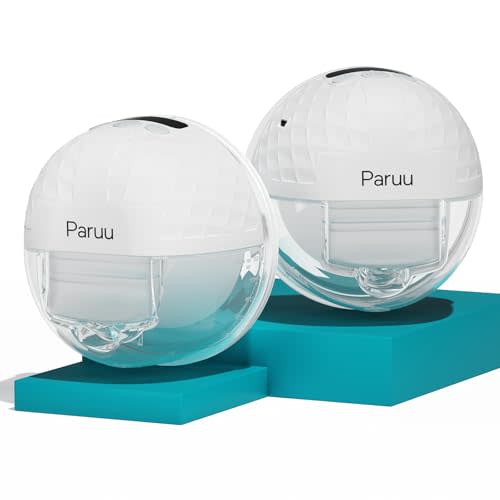 Paruu P10 Hands-Free Breast Pump Wearable, 338mmHg Strong Suction, Low Noise, 4 Modes & 9 Levels, Electric Breast Pump Portable, Smart Display, 19/21/24/28mm Insert/Flange, 2 Pack (White)
