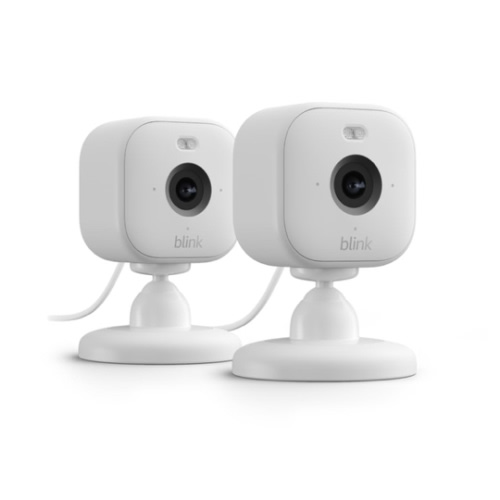 Blink Mini 2 (newest model) — Home Security & Pet Cameras with HD video, color night view, motion detection, two-way audio, and built-in spotlight — 2 cameras (White)