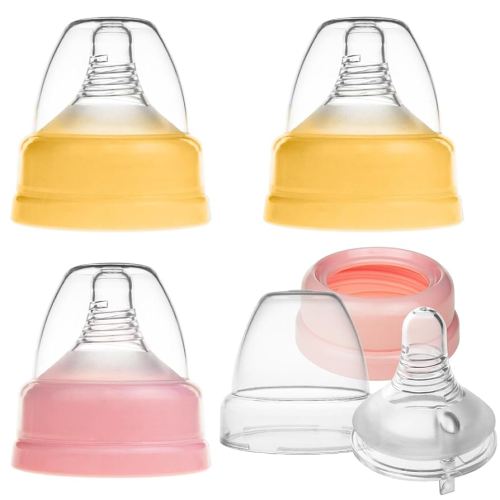 Nenesupply 4 Sets of Nipple Ring Cap Compatible with Nenesupply Baby Bottle Silicone Bottle and Avent Bottle Nipple Collar Anti Colic Level 3 Nipple for 3+ Month Baby Medium Flow for 3+ Month Babies