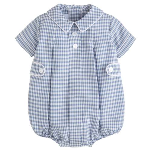 Little English Davant Bubble- Gray Blue Gingham – Jojo Mommy
