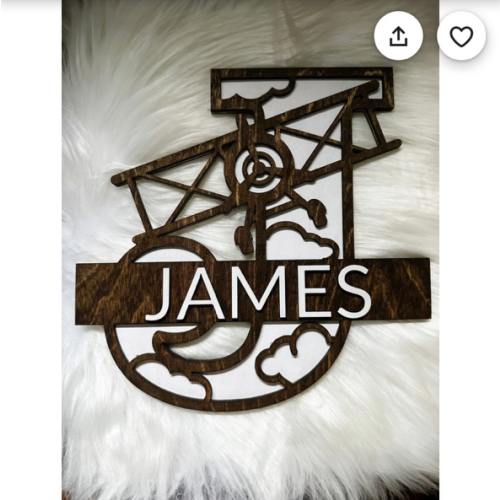 Custom Airplane Monogram - Wooden Nursery Sign - Unique Baby Shower Present