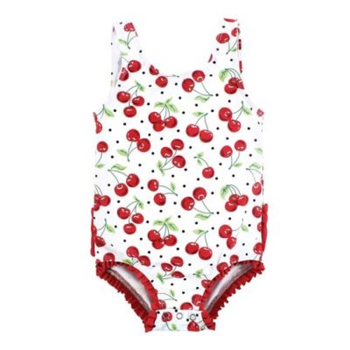 Hudson Baby Girls Baby Swimsuit, Cherries, 3-6 Months