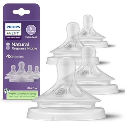 Philips Avent Natural Response Baby Bottle Nipples, Extra Fast Flow, 4-Pack
