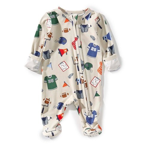 Angel Dear Baby Boys Long Sleeve Game Day 2-Way Zipper Footed Footie