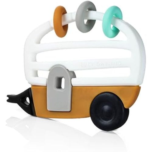 Lucy Darling Baby Teething Toy - Little Camper RV - Silicone Baby Chew Toy for 0-6 and 0-12 Months - BPA Free Teether for Babies - Soothe Babies Gums - Teether Toy