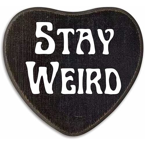 5"x 6.5" Wooden Plaque With A Hook -Stay Weird- Retro Gothic Wall Art, Bar, Living room, Halloween Funny Natural Pine Wood Decorative Sign, Gifts For Woman, Man, Lover, Home & Office Decoration- D06