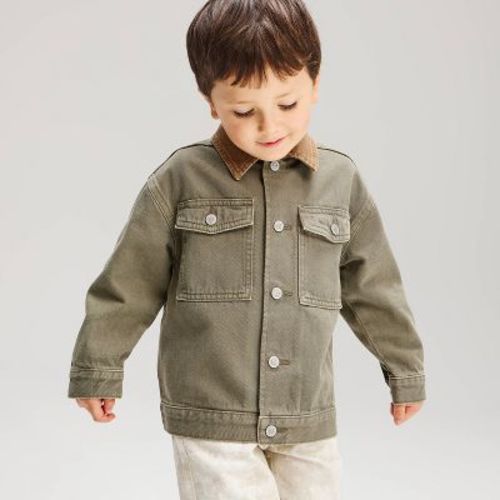 Toddler Boys' Contrast Collar Denim Jacket - Cat & Jack™ Light Green 18M