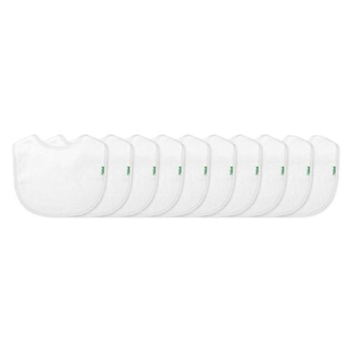 green sprouts Stay-dry Baby Bibs (10 pack) Waterproof protection, Adjustable hook-&-loop closure, Machine washable , White