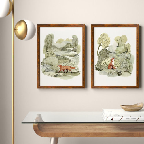 Three Posts™ Baby & Kids Fox Glen I - 2 Piece Framed Painting Print Set & Reviews | Wayfair