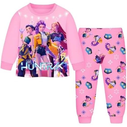 LISTHA Demon Hunters HUNTR/X Girls Pants Set Kids Music Adventure Tee Shirt 2PCS Long Sleeve Cartoon Anime Clothing Outfit