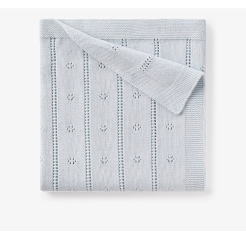 Pale Blue Pointelle Knit Baby Blanket – Elegant Baby