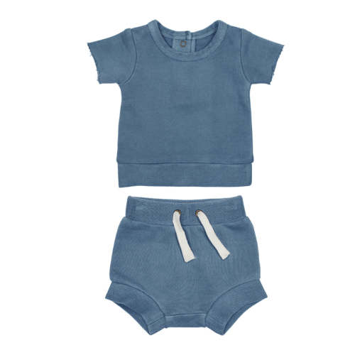 Sky | Organic French Terry Tee & Shorties Set 0-3m