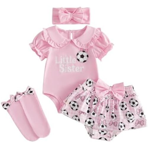 Infant Baby Girl Summer Clothes Letter Romper+Bloomers Skirt+Headband Set