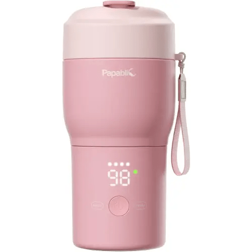 Papablic Pro Portable Bottle Warmer for Travel – Fast Heating, Built-in Sterilizer, 30W Fast Charge, 5-Temp Control, Easy-Clean Wide Mouth, Baby Milk Warmer for Breastmilk & Formula, Sakura Pink