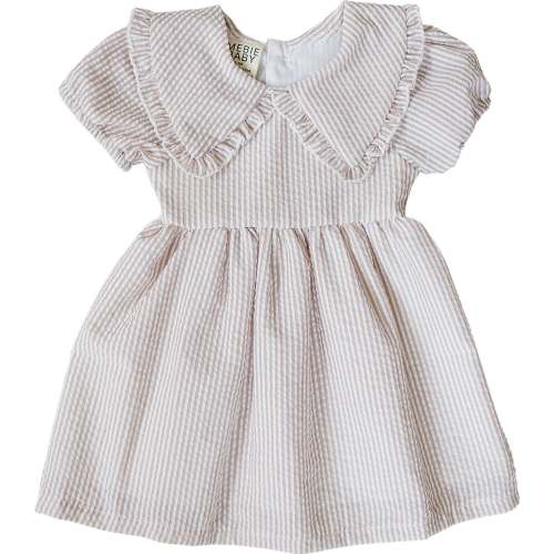 Taupe Stripe Peter Pan Collar Dress