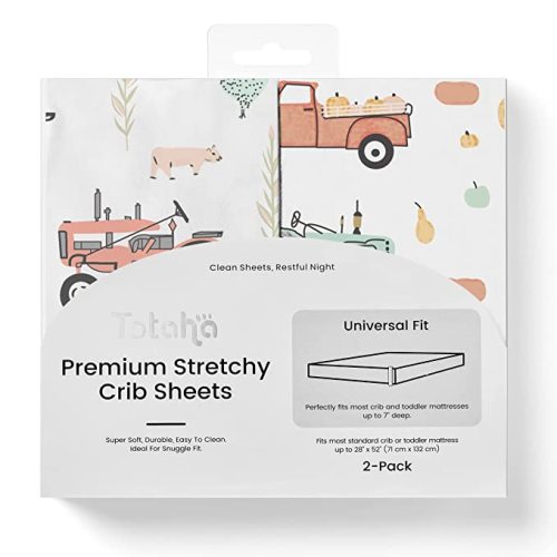 TotAha Premium Stretchy Crib Sheets (2-Pack)- (Farm & Pumpkin)