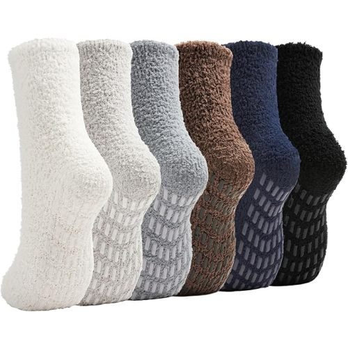 Slipper Socks for Women Men Grip Hospital Socks with Grips Fuzzy Non Slip Warm Womens Gifts