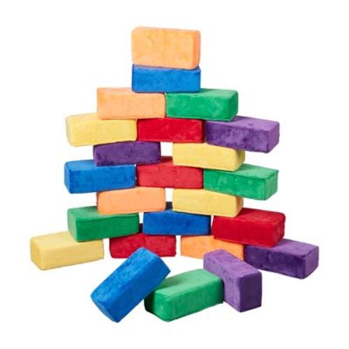ECR4Kids SoftZone Stack-A-Brick Foam Blocks, Beginner Playset, Assorted, 24-Piece