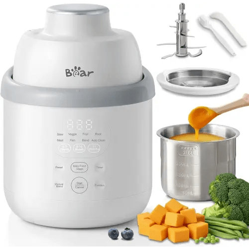Bear NutriEase AllStage Stainless Steel Baby Food Maker Steamer and Blender