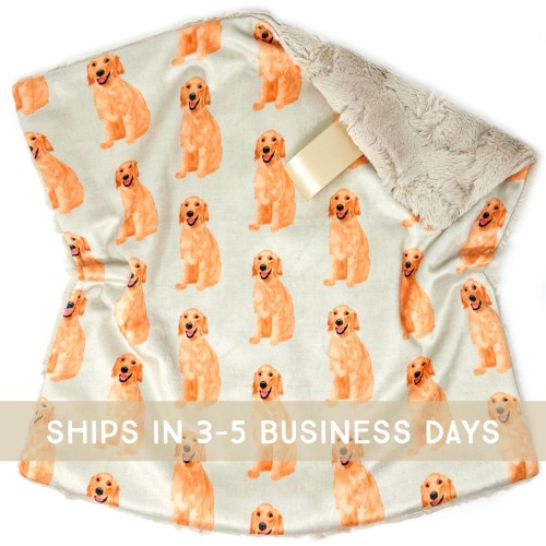 Lovey: Happy Goldens. Golden Retrievers. Baby Gift. Boy. Dogs. Gold. Brown. Tan. Gender Neutral. Lovie. Soft. Minky. Dog Nursery. PYO.