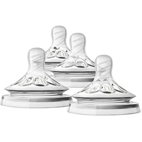 Philips Avent Natural Baby Bottle Slow Flow Nipple, 1M+, 4pk, Flow 2, SCF652/43