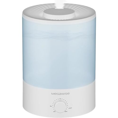 MegaWise Healthy Top-Refill Cool Mist Humidifiers for Bedroom, 24dB Ultrasonic Air Vaporizer with Water Filter for Baby [PP Material], Colorful Night Light,1 Gal Essential Oil Diffuser, Auto Shut Off