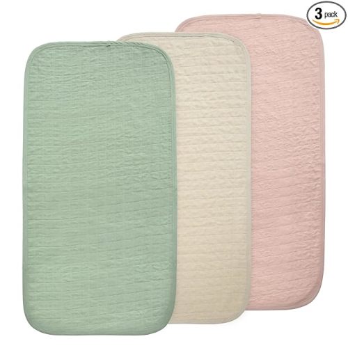mushie Water Repellent Changing Pad Liners | Made with Organic Cotton | Set of 3 (Blush Combo)