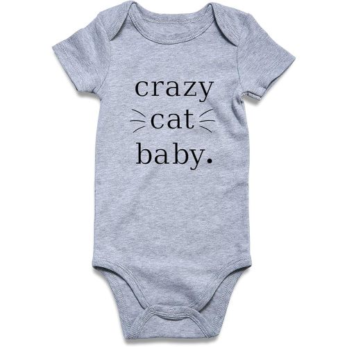 RAISEVERN Baby Clothes 0-3 Months Crazy Cat Baby Newborn Boy Girl Announcement Sayings Clothes Short Sleeve Gender Neutral Infant Outfit