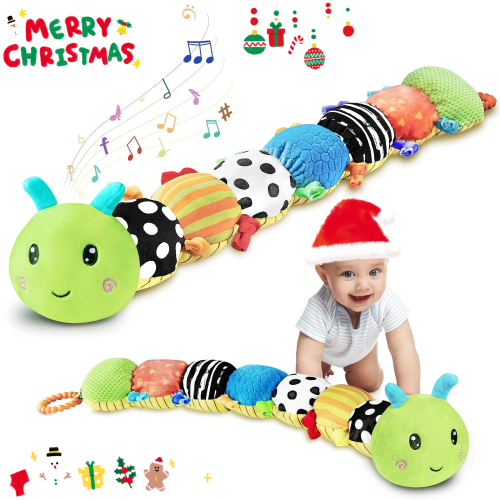 Baby Boy Toys for 0 3 6 9 12 Months, Soft Tummy Time Toy with Multi Textures,Rattle,Crinkle,Newborn Baby Stuffed Animal Toy, Baby Gift,Caterpillar