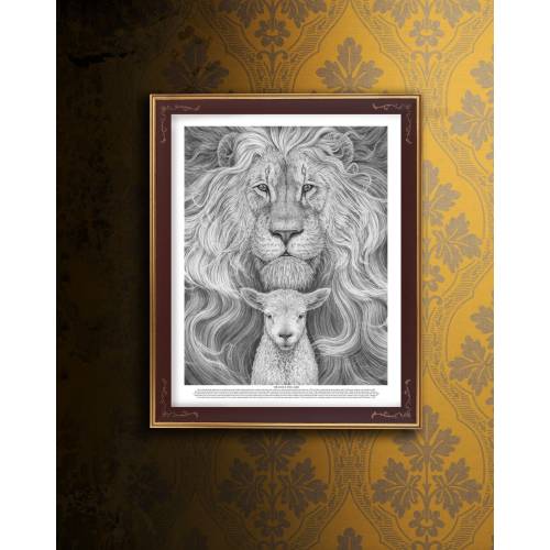 The Lion & The Lamb Art Print, Bible Art, Christian Art, Reformed Art, Eschatology, Revelation