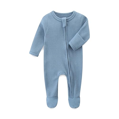 Jomixa Baby Footies with Mittens, Infant 2-Way Zip Organic Cotton Jumpsuit