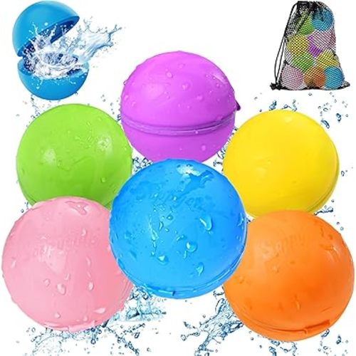SOPPYCID Reusable Water balloons, Summer Toy Water Toy for Boys and Girls, Pool Beach Toys for Kids ages 3-12, Outdoor Activities Water Toys Self Sealing Water Splash Ball for Fun (6Pack)