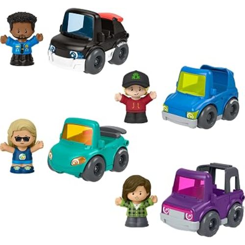Fisher-Price Little People Toddler Toy Activity Vehicles Set, 4 Toy Cars & 4 Figures for Pretend Play Kids Ages 1+ Years ​