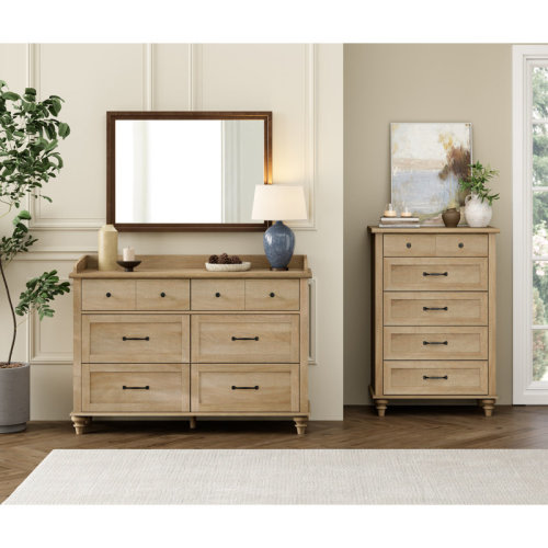 Charlton Home® 2 Piece Bedroom Set, One 5 Drawer Dresser & One 6 Drawer Dresser & Reviews | Wayfair