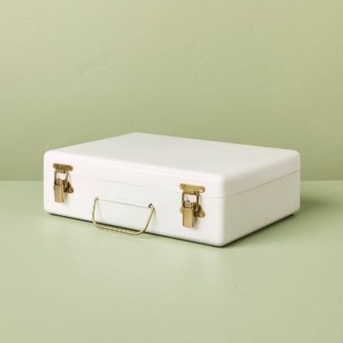 9" Large Metal Box with Brass Hardware Sour Cream - Hearth & Hand™ with Magnolia