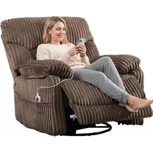 Swivel Rocking Chair Electric Recliner with Massage and Heat,Glide Rocker