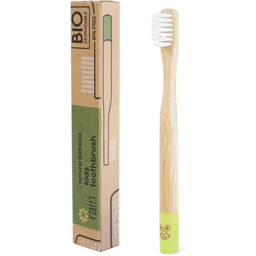 Rain Organic Bamboo Baby Toothbrush - 100% Safe Infant Toddler Kids Toothbrush 6 to 12 Months and Up, Natural BPA-Free Biodegradable Wood Toothbrush Extra Soft Bristles Children's Dental Care (1 Pack)
