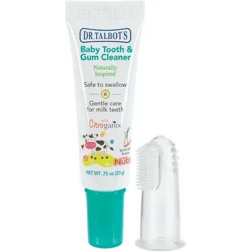 Dr. Talbot's Baby Toothpaste | Naturally Inspired with Citroganix - Silicone Finger Gum Massager - Vanilla Milk Flavor