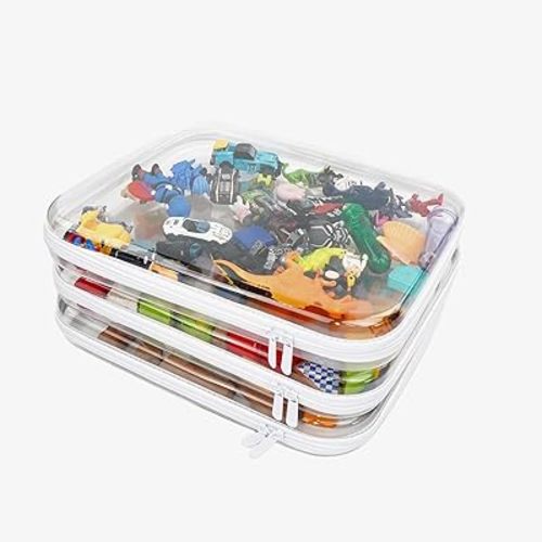 3pcs Clear Hard Shell Zipper Case, Transparent Hard Plastic Zipper Pouches, Portable Travel Organizer, Clear Toiletry Bag, Craft and Arts Organizer, Toy Storage Bins, Stackable Hard Side Plastic Case