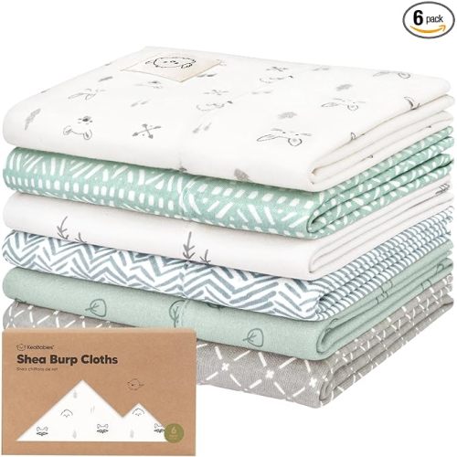 Organic Burp Cloths Baby Boy, Girl - 6-Pack Large 100% Cotton Burping Cloths for Babies, Spit Up Rags, Super Absorbent, Ultra Soft Newborn Rag, Gender Neutral, Machine Washable, Durable (Nordic)