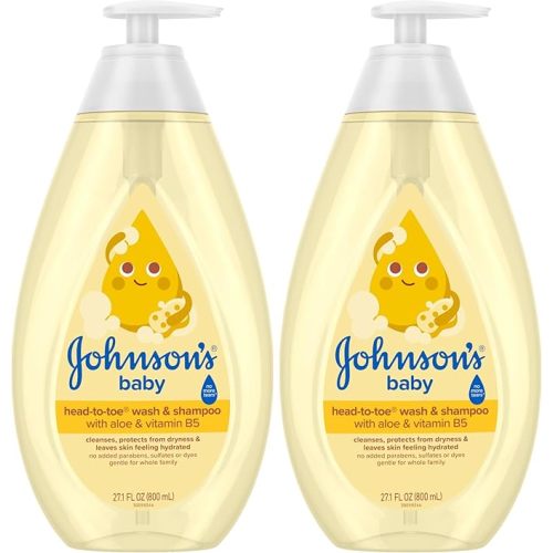 Johnson's Head-to-Toe Gentle Tear-Free Baby & Newborn Wash & Shampoo, Sulfate-, Paraben- Phthalate- & Dye-Free, Hypoallergenic Wash for Sensitive Skin & Hair, 27.1 fl. Oz (Pack of 2)