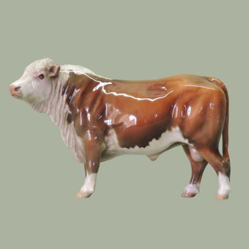 Hereford Bull - Ceramic Figurine - 22cm Long x 15cm High - Cheval Ceramics