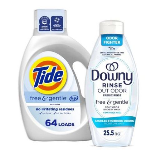 Tide 84 fl oz Each Free & Gentle Laundry Detergents + Downy 25.5oz Laundry Additives