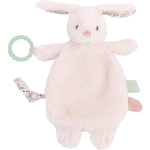 MON AMI Rosie Bunny Security Blanket with Silicone Teether | 12-Inch Plush Lovey for Babies | Soothing Sensory Snuggle Toy | Perfect Newborn Essential for Birthdays & Baby Showers