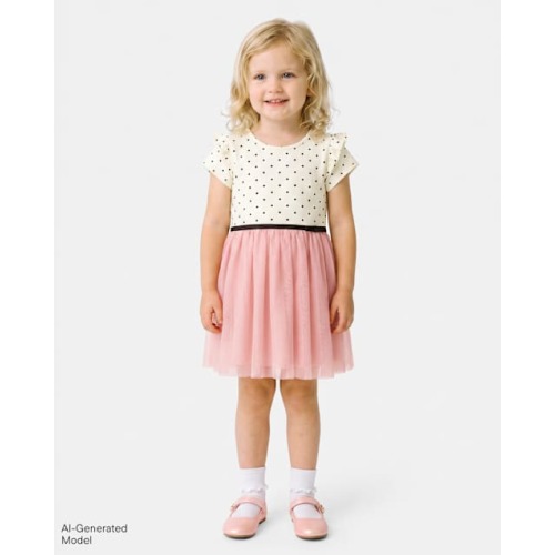 Baby And Toddler Girls Dot Print Tutu Dress - Cream