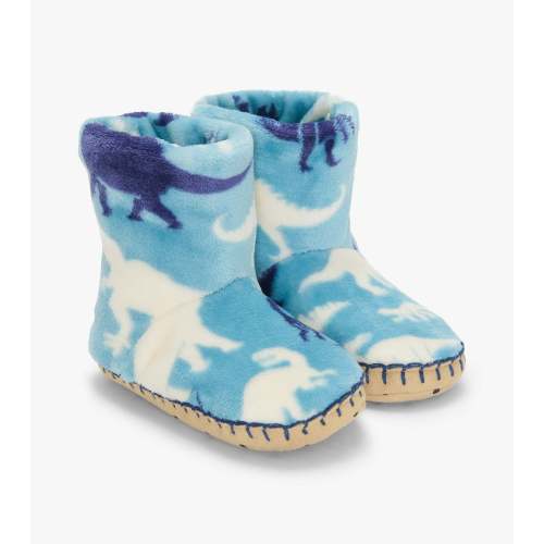 Boys Dino Silhouette Fleece Slippers