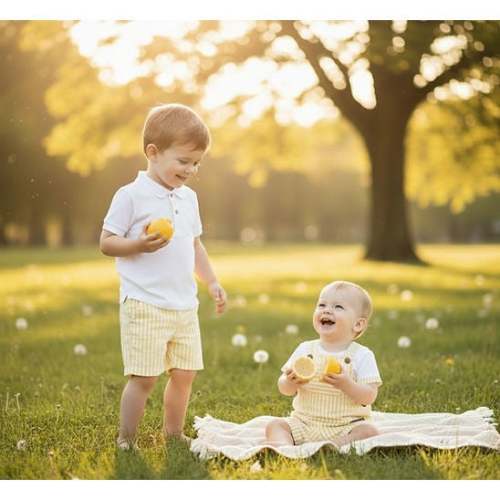 Lemon Stripe Polo & Shorts Set - Calamaro | Maisonette
