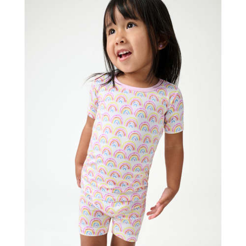 Pastel Rainbows Two-Piece Short Sleeve & Shorts Pajama Set