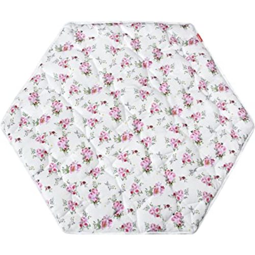 Hexagon Playpen Mat, Floral Print Baby Playmat fits Regalo Portable Play Yard 48 Inch, Six Pannel Playpen Kids Tent Mat Hexagon Rug Mat