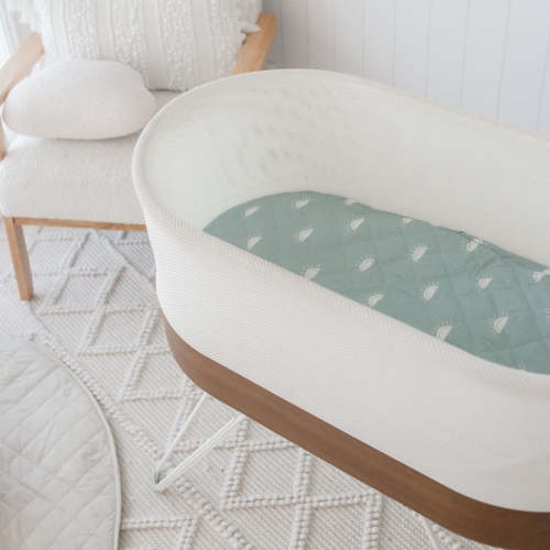 Small Oval/Moses Fitted Waterproof Sheet| Sage Sunshine